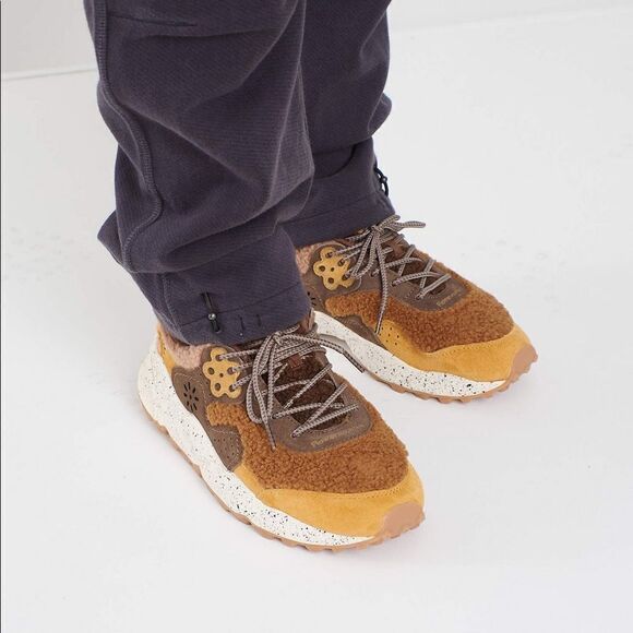 Flower Mountain x YMC Suede Kotetsu Trainers in Brown Eco Shearling - Picture 1 of 7